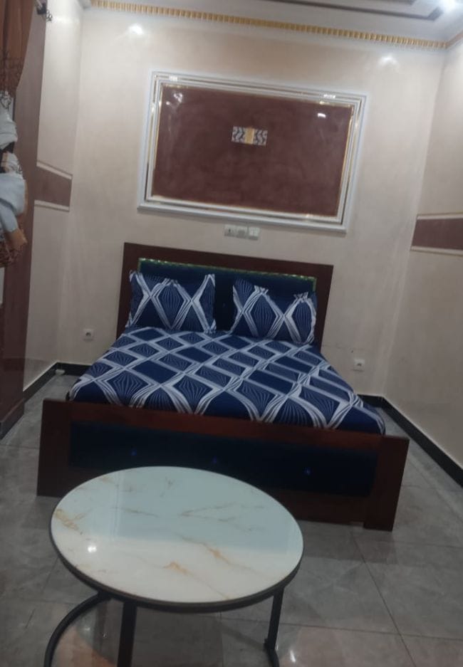 Chambre signature, parure bleue